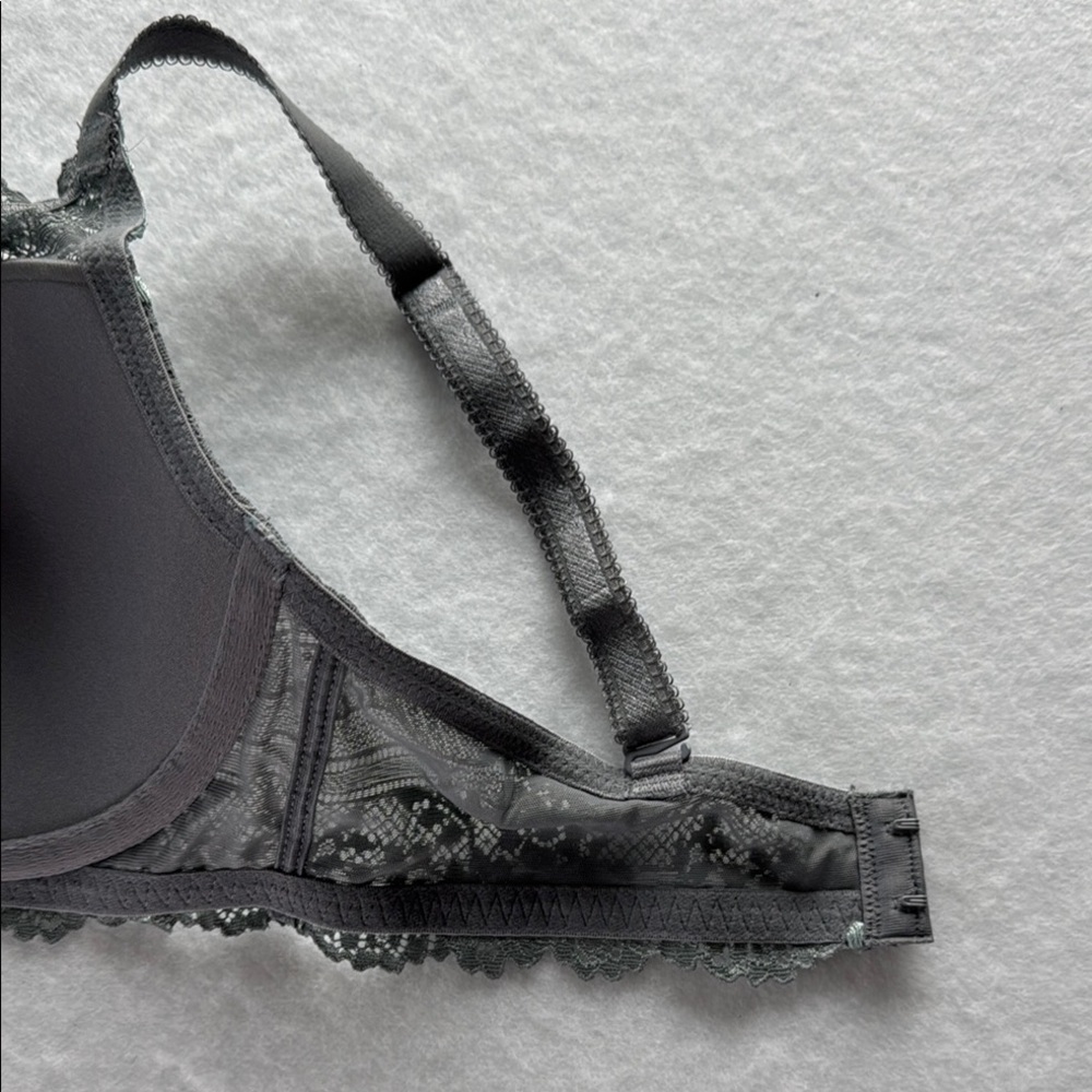 NWOT Wacoal Embrace Lace Plunge Convertible Contour Demi Bra 34D Grey Aqua - Picture 5 of 11